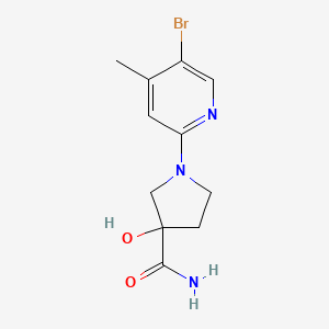 molecular formula C11H14BrN3O2 B7049059 1-(5-Bromo-4-methylpyridin-2-yl)-3-hydroxypyrrolidine-3-carboxamide 