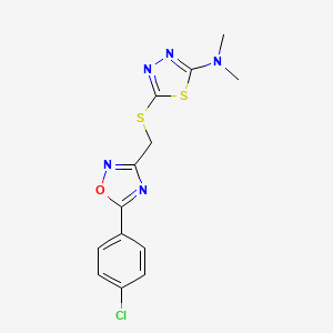 5-[[5-(4-chlorophenyl)-1,2,4-oxadiazol-3-yl]methylsulfanyl]-N,N-dimethyl-1,3,4-thiadiazol-2-amine