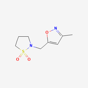 molecular formula C8H12N2O3S B7049246 2-[(3-Methyl-1,2-oxazol-5-yl)methyl]-1,2-thiazolidine 1,1-dioxide 