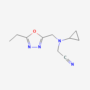 2-[Cyclopropyl-[(5-ethyl-1,3,4-oxadiazol-2-yl)methyl]amino]acetonitrile