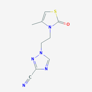 molecular formula C9H9N5OS B7049257 1-[2-(4-Methyl-2-oxo-1,3-thiazol-3-yl)ethyl]-1,2,4-triazole-3-carbonitrile 