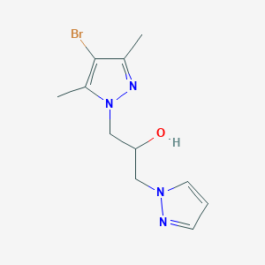 molecular formula C11H15BrN4O B7049275 1-(4-Bromo-3,5-dimethylpyrazol-1-yl)-3-pyrazol-1-ylpropan-2-ol 