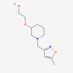 molecular formula C12H20N2O3 B7049282 2-[1-[(5-Methyl-1,2-oxazol-3-yl)methyl]piperidin-3-yl]oxyethanol 