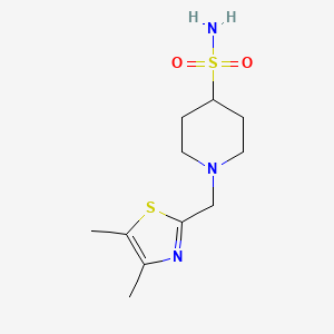 molecular formula C11H19N3O2S2 B7049324 1-[(4,5-Dimethyl-1,3-thiazol-2-yl)methyl]piperidine-4-sulfonamide 