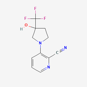 3-[3-Hydroxy-3-(trifluoromethyl)pyrrolidin-1-yl]pyridine-2-carbonitrile