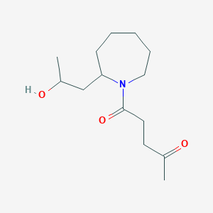 molecular formula C14H25NO3 B7049362 1-[2-(2-Hydroxypropyl)azepan-1-yl]pentane-1,4-dione 