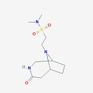 molecular formula C11H21N3O3S B7049366 N,N-dimethyl-2-(4-oxo-3,9-diazabicyclo[4.2.1]nonan-9-yl)ethanesulfonamide 