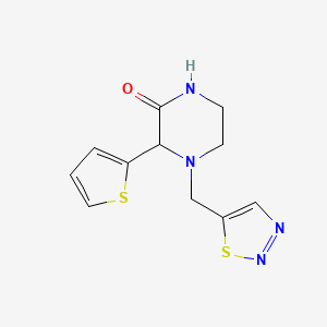 molecular formula C11H12N4OS2 B7049385 4-(Thiadiazol-5-ylmethyl)-3-thiophen-2-ylpiperazin-2-one 