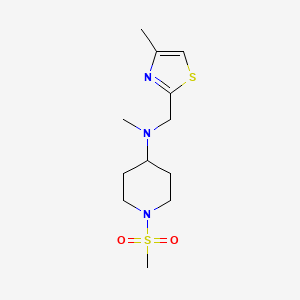 molecular formula C12H21N3O2S2 B7049410 N-methyl-1-methylsulfonyl-N-[(4-methyl-1,3-thiazol-2-yl)methyl]piperidin-4-amine 