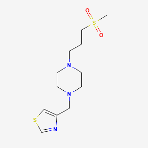 molecular formula C12H21N3O2S2 B7049415 4-[[4-(3-Methylsulfonylpropyl)piperazin-1-yl]methyl]-1,3-thiazole 