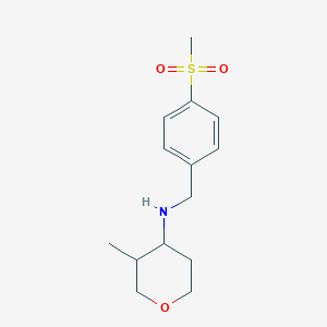 molecular formula C14H21NO3S B7049469 3-methyl-N-[(4-methylsulfonylphenyl)methyl]oxan-4-amine 