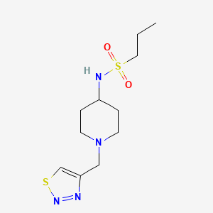 molecular formula C11H20N4O2S2 B7049498 N-[1-(thiadiazol-4-ylmethyl)piperidin-4-yl]propane-1-sulfonamide 