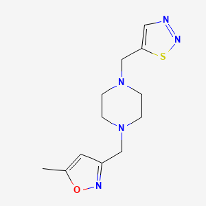 5-Methyl-3-[[4-(thiadiazol-5-ylmethyl)piperazin-1-yl]methyl]-1,2-oxazole