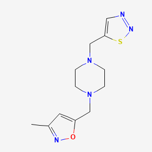 molecular formula C12H17N5OS B7049513 3-Methyl-5-[[4-(thiadiazol-5-ylmethyl)piperazin-1-yl]methyl]-1,2-oxazole 