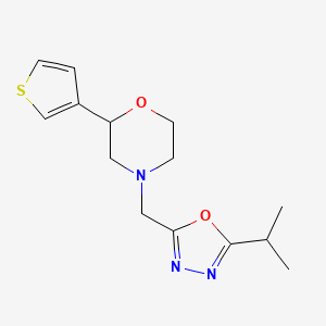 4-[(5-Propan-2-yl-1,3,4-oxadiazol-2-yl)methyl]-2-thiophen-3-ylmorpholine