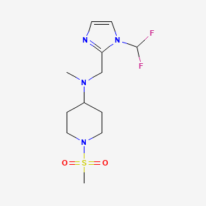 molecular formula C12H20F2N4O2S B7049598 N-[[1-(difluoromethyl)imidazol-2-yl]methyl]-N-methyl-1-methylsulfonylpiperidin-4-amine 