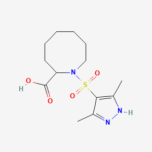 molecular formula C13H21N3O4S B7049633 1-[(3,5-dimethyl-1H-pyrazol-4-yl)sulfonyl]azocane-2-carboxylic acid 