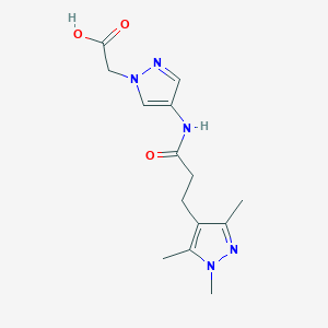 2-[4-[3-(1,3,5-Trimethylpyrazol-4-yl)propanoylamino]pyrazol-1-yl]acetic acid