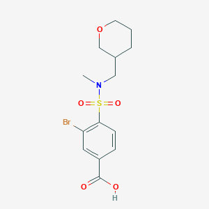 molecular formula C14H18BrNO5S B7049729 3-Bromo-4-[methyl(oxan-3-ylmethyl)sulfamoyl]benzoic acid 