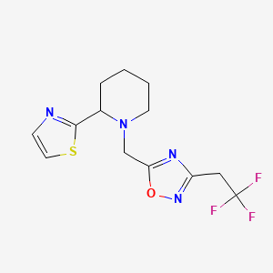 5-[[2-(1,3-Thiazol-2-yl)piperidin-1-yl]methyl]-3-(2,2,2-trifluoroethyl)-1,2,4-oxadiazole