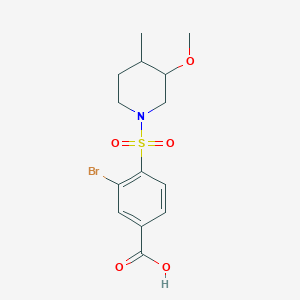 3-Bromo-4-(3-methoxy-4-methylpiperidin-1-yl)sulfonylbenzoic acid