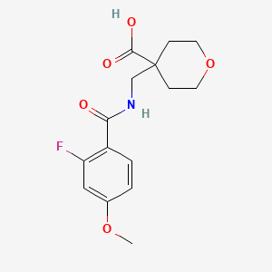 4-[[(2-Fluoro-4-methoxybenzoyl)amino]methyl]oxane-4-carboxylic acid