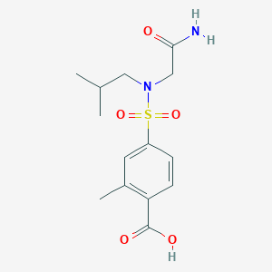 molecular formula C14H20N2O5S B7049795 4-[(2-Amino-2-oxoethyl)-(2-methylpropyl)sulfamoyl]-2-methylbenzoic acid 