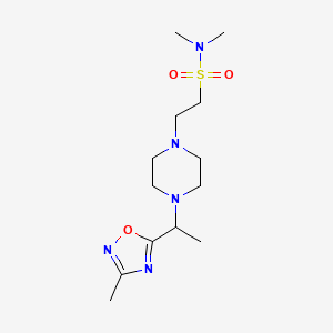 molecular formula C13H25N5O3S B7049807 N,N-dimethyl-2-[4-[1-(3-methyl-1,2,4-oxadiazol-5-yl)ethyl]piperazin-1-yl]ethanesulfonamide 