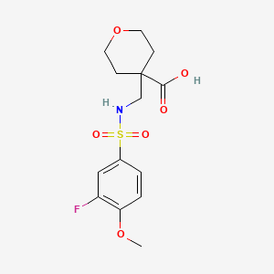 4-[[(3-Fluoro-4-methoxyphenyl)sulfonylamino]methyl]oxane-4-carboxylic acid