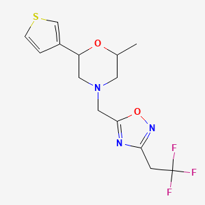 2-Methyl-6-thiophen-3-yl-4-[[3-(2,2,2-trifluoroethyl)-1,2,4-oxadiazol-5-yl]methyl]morpholine