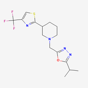 2-Propan-2-yl-5-[[3-[4-(trifluoromethyl)-1,3-thiazol-2-yl]piperidin-1-yl]methyl]-1,3,4-oxadiazole