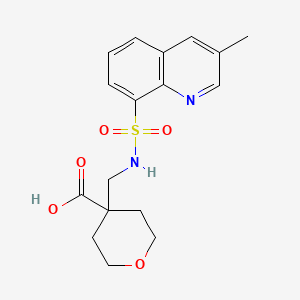 4-[[(3-Methylquinolin-8-yl)sulfonylamino]methyl]oxane-4-carboxylic acid