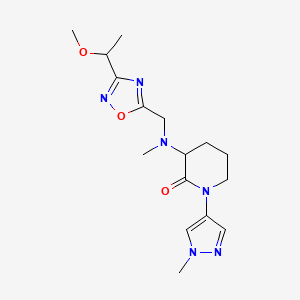 3-[[3-(1-Methoxyethyl)-1,2,4-oxadiazol-5-yl]methyl-methylamino]-1-(1-methylpyrazol-4-yl)piperidin-2-one