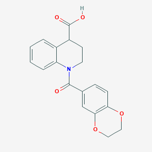 molecular formula C19H17NO5 B7049968 1-(2,3-dihydro-1,4-benzodioxine-6-carbonyl)-3,4-dihydro-2H-quinoline-4-carboxylic acid 