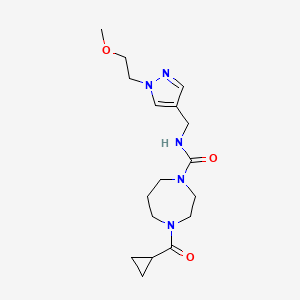 molecular formula C17H27N5O3 B7050009 4-(cyclopropanecarbonyl)-N-[[1-(2-methoxyethyl)pyrazol-4-yl]methyl]-1,4-diazepane-1-carboxamide 