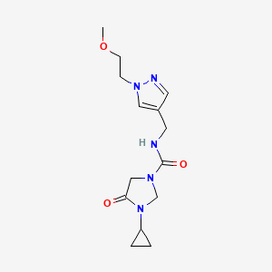 molecular formula C14H21N5O3 B7050012 3-cyclopropyl-N-[[1-(2-methoxyethyl)pyrazol-4-yl]methyl]-4-oxoimidazolidine-1-carboxamide 