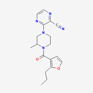 molecular formula C18H21N5O2 B7050026 3-[3-Methyl-4-(2-propylfuran-3-carbonyl)piperazin-1-yl]pyrazine-2-carbonitrile 