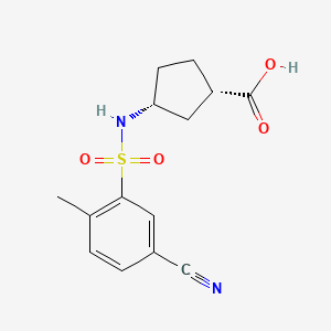 molecular formula C14H16N2O4S B7050101 (1S,3R)-3-[(5-cyano-2-methylphenyl)sulfonylamino]cyclopentane-1-carboxylic acid 