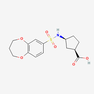 molecular formula C15H19NO6S B7050133 (1R,3S)-3-(3,4-dihydro-2H-1,5-benzodioxepin-7-ylsulfonylamino)cyclopentane-1-carboxylic acid 