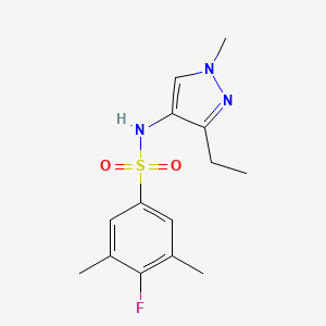 molecular formula C14H18FN3O2S B7050177 N-(3-ethyl-1-methylpyrazol-4-yl)-4-fluoro-3,5-dimethylbenzenesulfonamide 