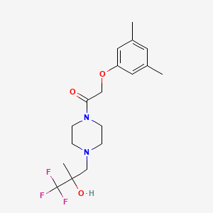 molecular formula C18H25F3N2O3 B7050178 2-(3,5-Dimethylphenoxy)-1-[4-(3,3,3-trifluoro-2-hydroxy-2-methylpropyl)piperazin-1-yl]ethanone 