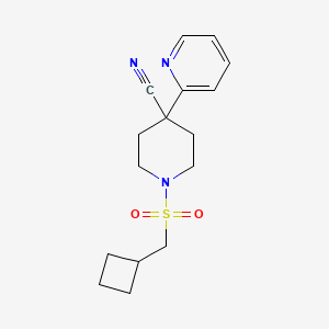 1-(Cyclobutylmethylsulfonyl)-4-pyridin-2-ylpiperidine-4-carbonitrile