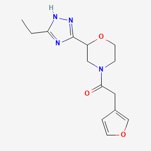 molecular formula C14H18N4O3 B7050297 1-[2-(5-ethyl-1H-1,2,4-triazol-3-yl)morpholin-4-yl]-2-(furan-3-yl)ethanone 