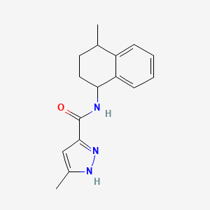 molecular formula C16H19N3O B7050367 5-methyl-N-(4-methyl-1,2,3,4-tetrahydronaphthalen-1-yl)-1H-pyrazole-3-carboxamide 