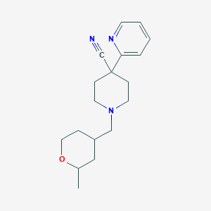 1-[(2-Methyloxan-4-yl)methyl]-4-pyridin-2-ylpiperidine-4-carbonitrile