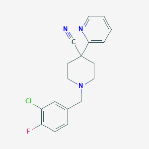 1-[(3-Chloro-4-fluorophenyl)methyl]-4-pyridin-2-ylpiperidine-4-carbonitrile