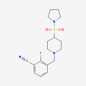 2-Fluoro-3-[(4-pyrrolidin-1-ylsulfonylpiperidin-1-yl)methyl]benzonitrile