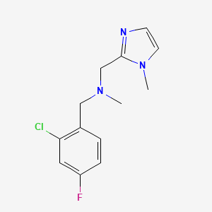 molecular formula C13H15ClFN3 B7050500 1-(2-chloro-4-fluorophenyl)-N-methyl-N-[(1-methylimidazol-2-yl)methyl]methanamine 