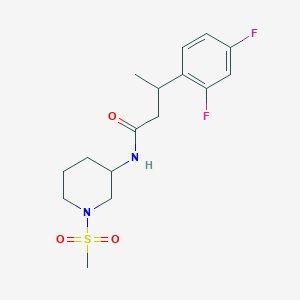 molecular formula C16H22F2N2O3S B7050510 3-(2,4-difluorophenyl)-N-(1-methylsulfonylpiperidin-3-yl)butanamide 