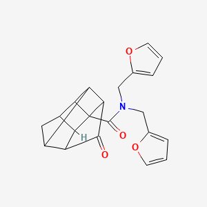 molecular formula C21H19NO4 B7050518 N,N-bis(furan-2-ylmethyl)-10-oxopentacyclo[5.3.0.02,5.03,9.04,8]decane-3-carboxamide 